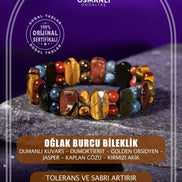 Oğlak Burcu Bileklik Dumanlı Kuvars, Dumortierit, Golden Obsidyen, Jasper, Kaplan Gözü, Kırmızı Akik