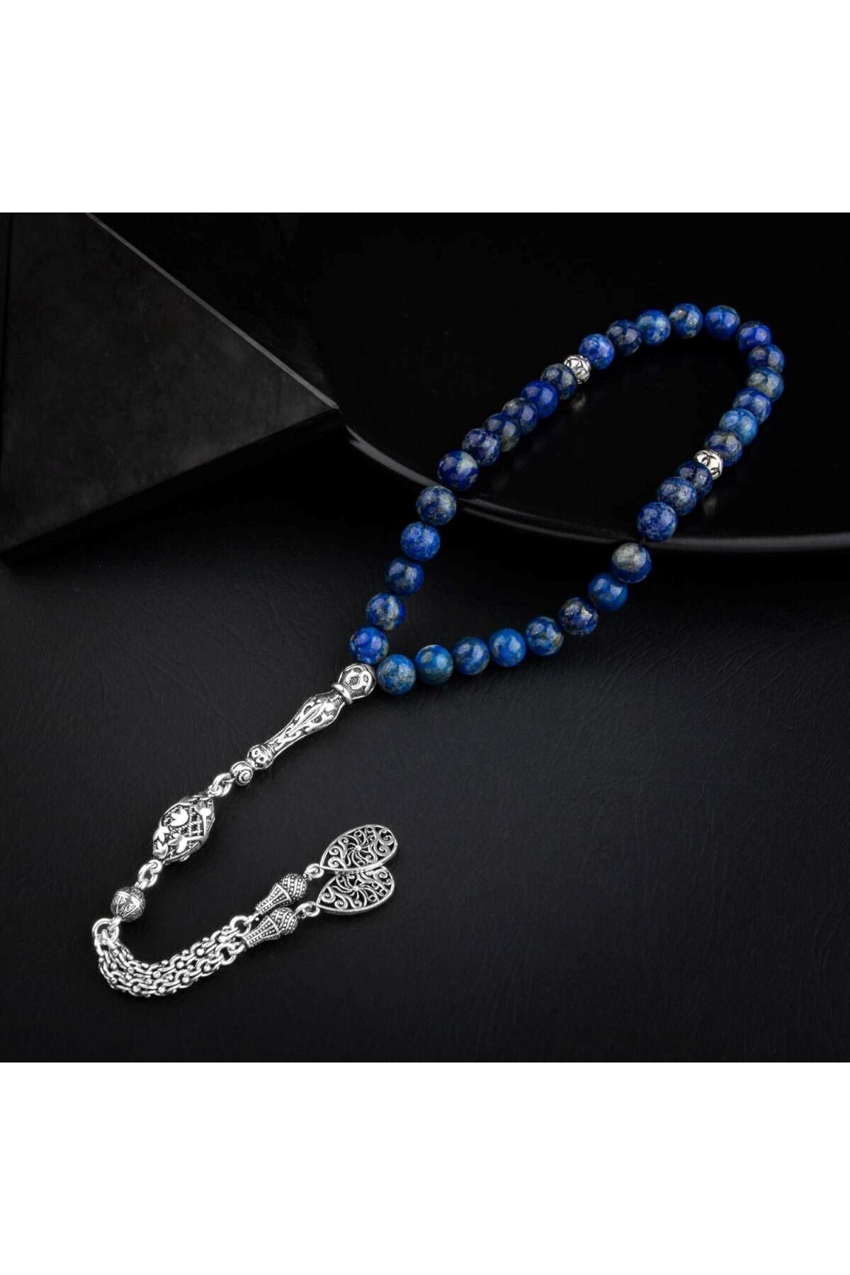 Lapis Lazuli Doğal Taş 8mm Gümüş İmameli Tesbih