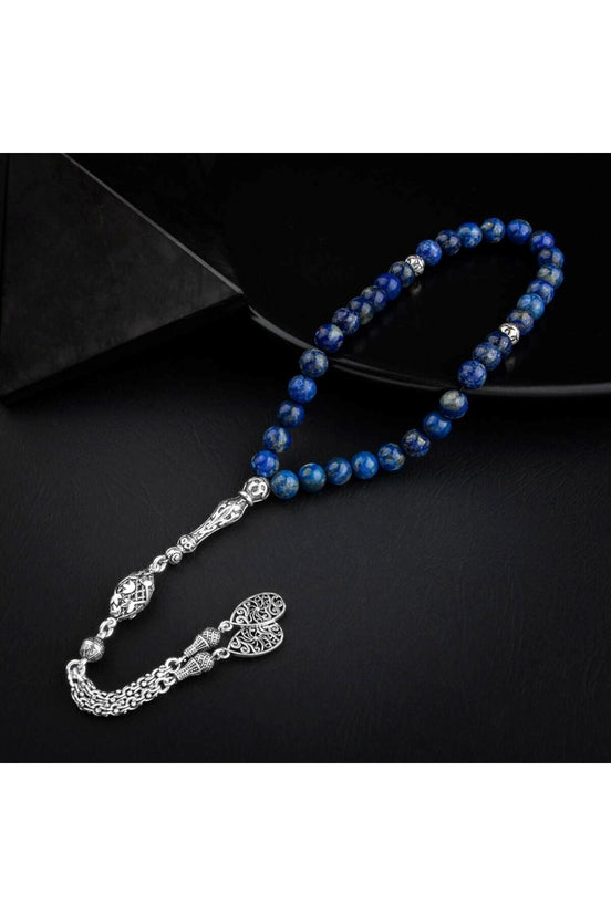 Lapis Lazuli Doğal Taş 8mm Gümüş İmameli Tesbih