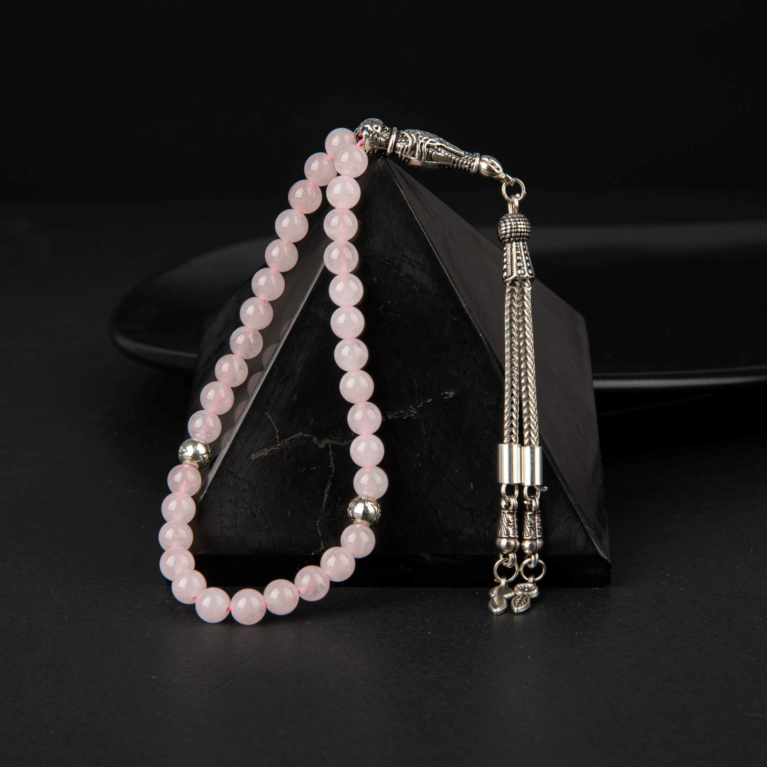 Pembe Kuvars (Gül Kuvars) Doğal Taş Tesbih – 33’lük / 6 mm