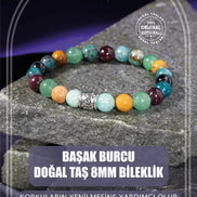 Başak Burcu Bileklik Amazonit, Bordo Granat Lal, Jasper, Krizokol, Mavi Apatit, Siyah Göz Akik, Yeşil Aventurin