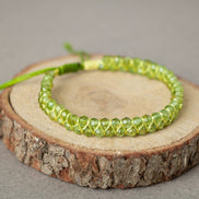 Zebercet (Peridot) 3-4 mm Çift Sıra Doğal Taş Bileklik – Unisex El İşçiliği