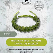 Yeşim 8mm Çift Sıra Makrome Doğal Taş Bileklik