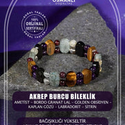 Akrep Burcu Bileklik Ametist, Bordo Granat Lal, Golden Obsidyen, Kaplan Gözü, Labradorit, Sitrin