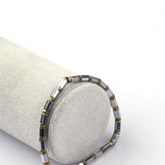 Gümüş Gri – Gold Renkli Hematit Doğal Taş Bileklik | 5 × 3 mm Rondel Kesim