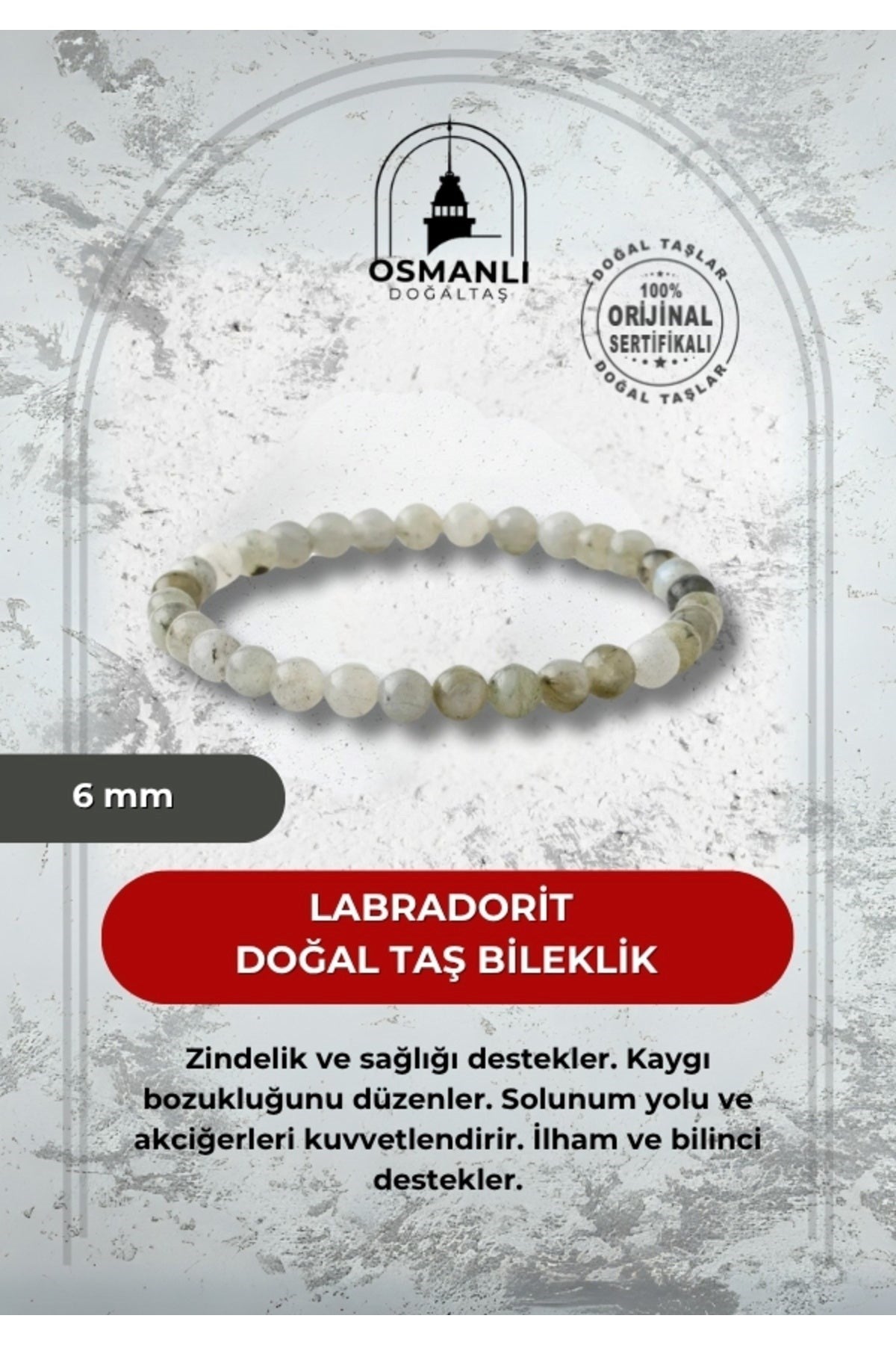 Labradorit 6mm Doğal Taş Bileklik