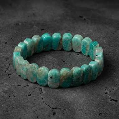 Amazonit Doğal Taş Geniş Kesim Bileklik (Rolex Stil)