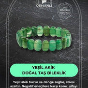 Yeşil Akik Doğal Taş Geniş Kesim Bileklik