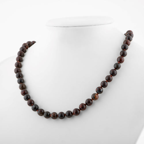 Dragon Jasper Doğal Taş Kolye – 8 mm Düğümlü, Unisex Tasarım (50 cm)