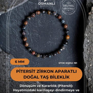 Pitersit Zirkon Aparatlı Doğal Taş Bileklik-6 mm (SK:191)