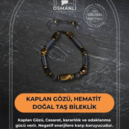 Kaplan Gözü ve Hematit Doğal Taş Bileklik