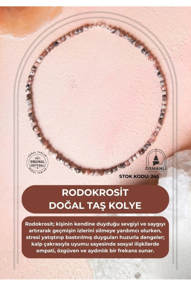 Sertifikalı Rodokrosit Doğal Taş Kolye (SK:245)