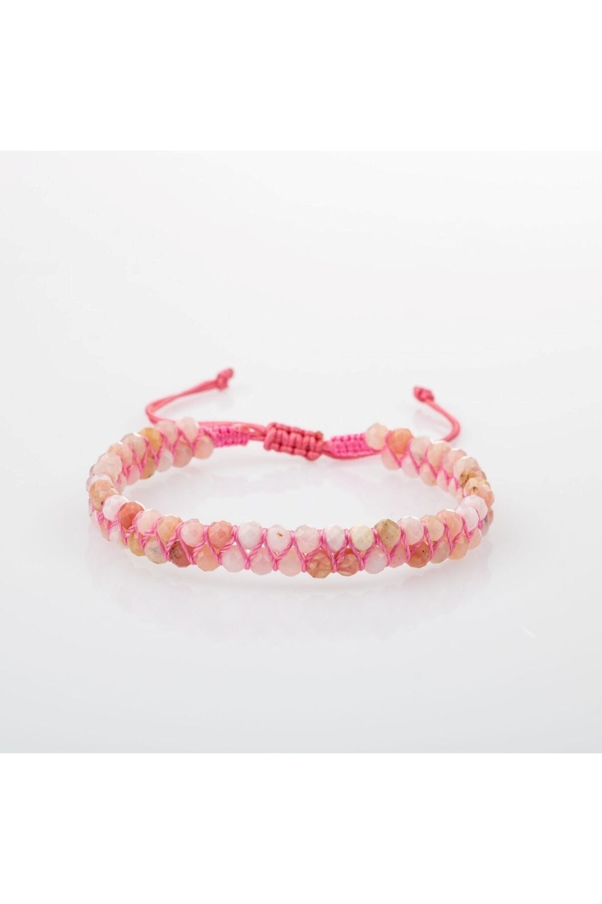 Opal Pembe 3-4mm Çift Sıra Doğal Taş Bileklik