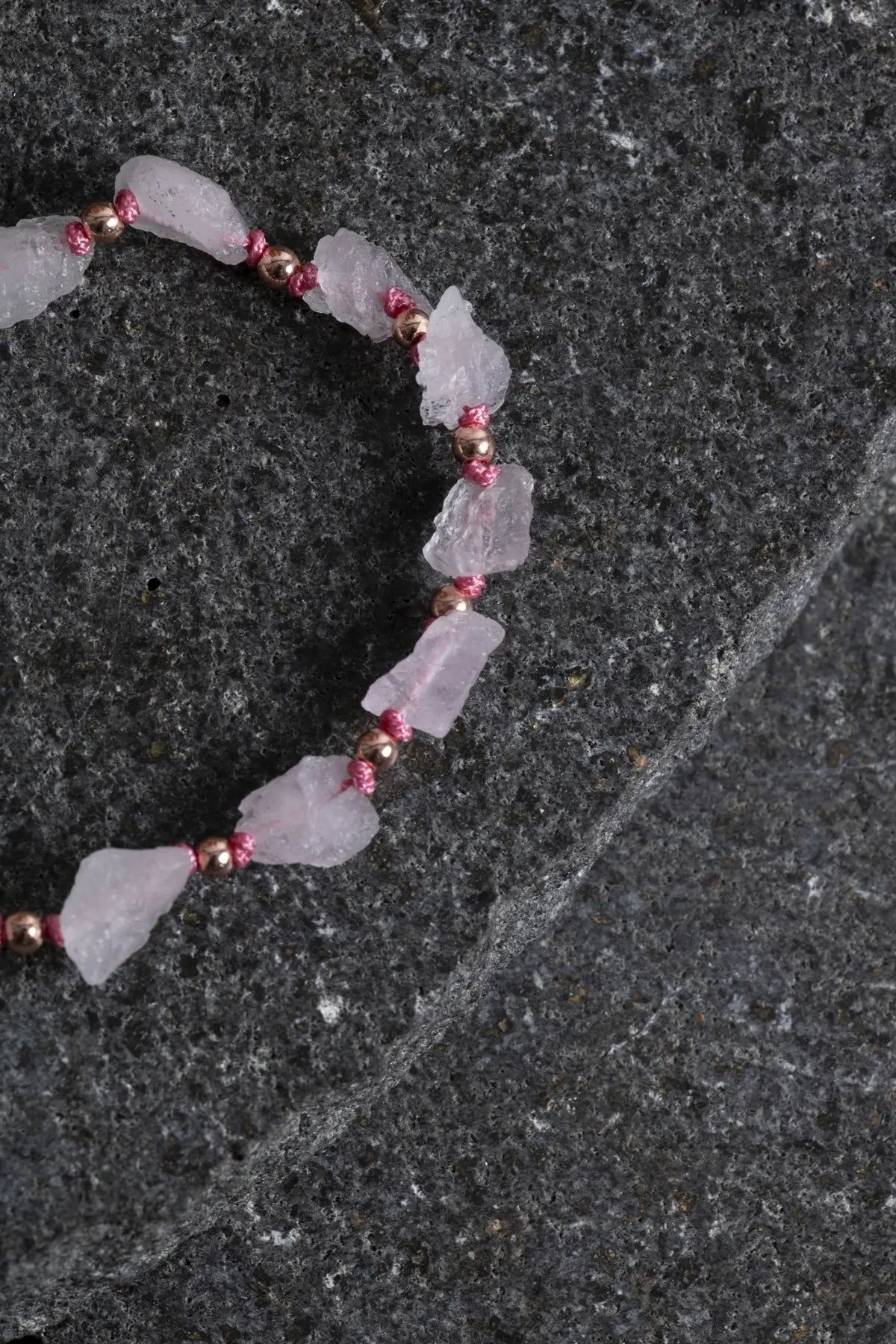 Ham Pembe Kuvars Doğaltaş Bileklik