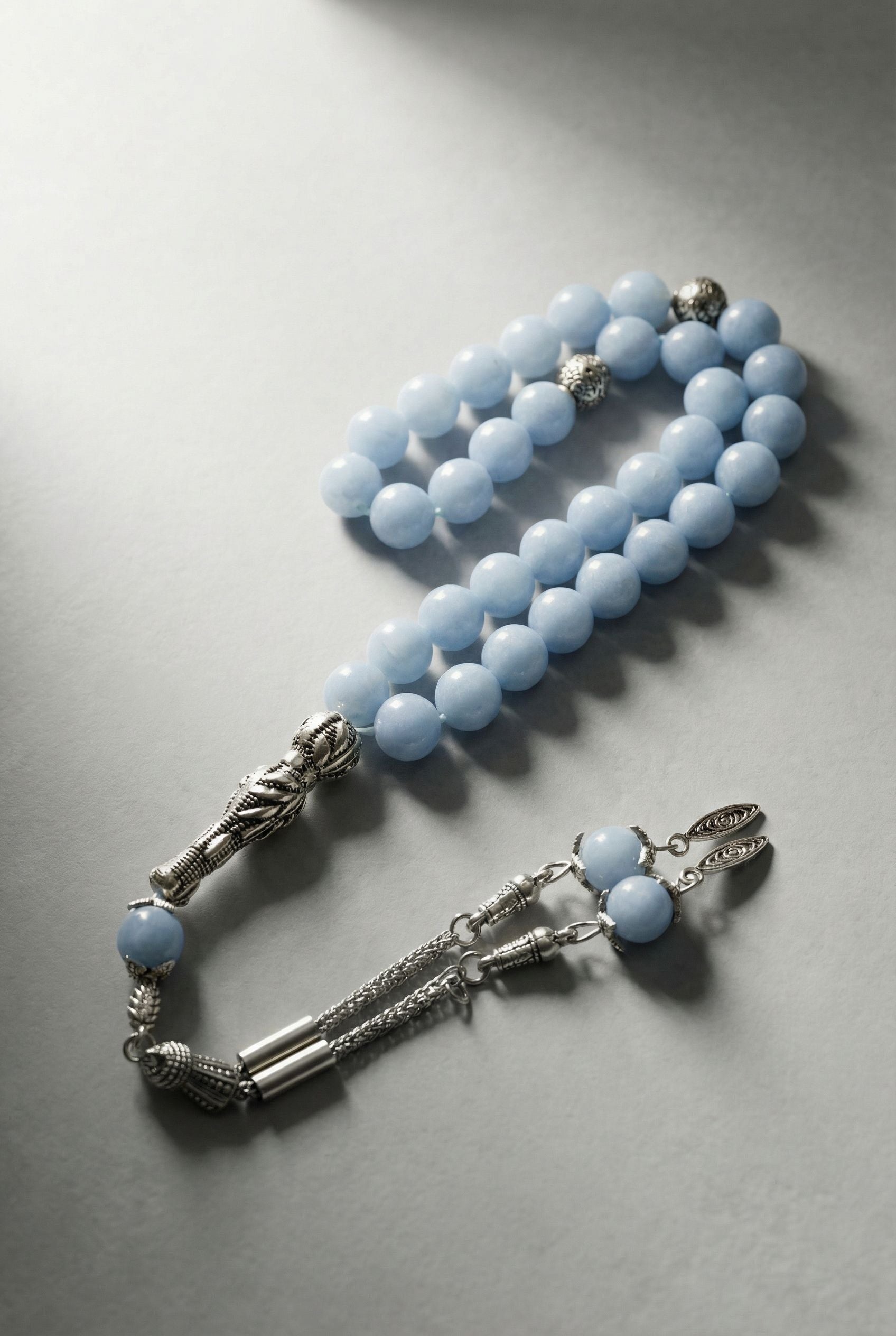 Anjelit Doğal Taş Tesbih 8 mm Küre Kesim