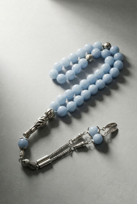 Anjelit Doğal Taş Tesbih 8 mm Küre Kesim