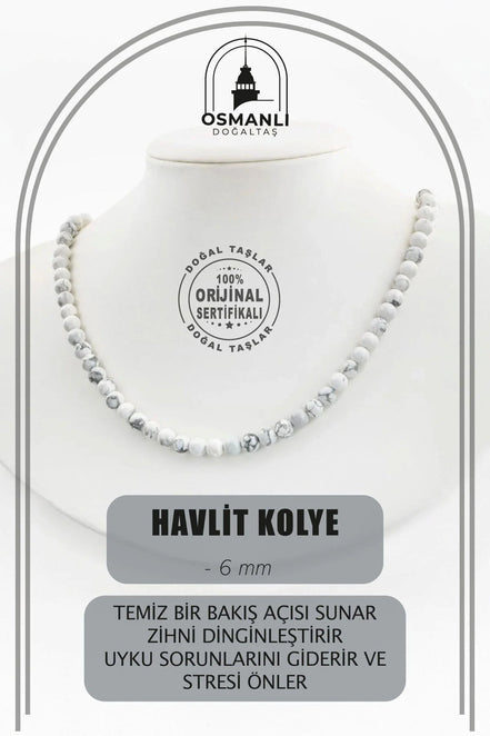 Havlit 6 mm Dizi Doğal Taş Kolye