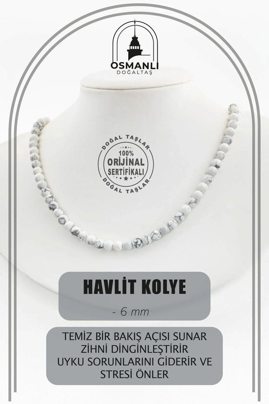 Havlit 6 mm Dizi Doğal Taş Kolye