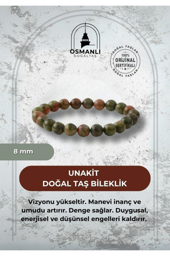 Unakit 8mm Doğal Taş Bileklik