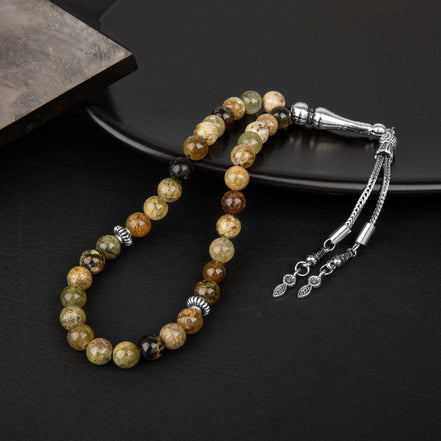 Tsavorit – Lal (Granat) Doğal Taş Tesbih – 33’lük / 8 mm