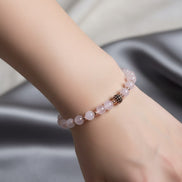 Pembe Kuvars ve Hematit Doğal Taş Bileklik – Unisex Şık Tasarım