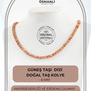 Güneş Taşı 6 mm Dizi Doğal Taş Kolye