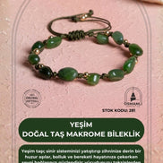 Sertifikalı Yeşim Doğal Taş Makrome Bileklik (SK:281)