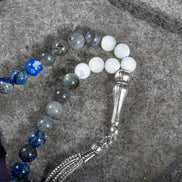 Yay Burcu Tesbih Ametist, Kalsit, Labradorit, Lapis Lazuli, Sedef