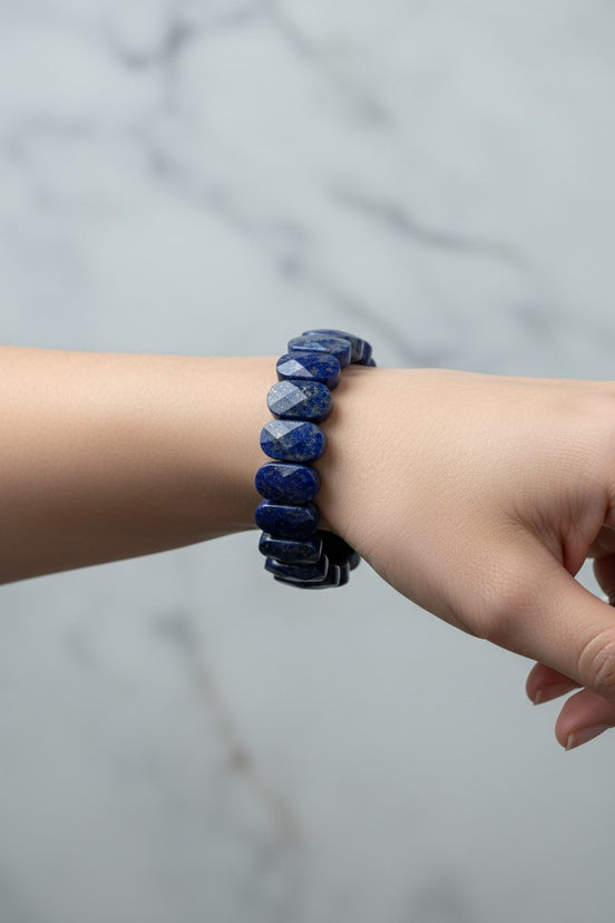 Lapis Lazuli Doğal Taş Geniş Kesim Bileklik
