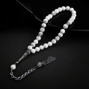 Havlit Doğal Taş 8mm Oksitli Gümüş İmameli Tesbih