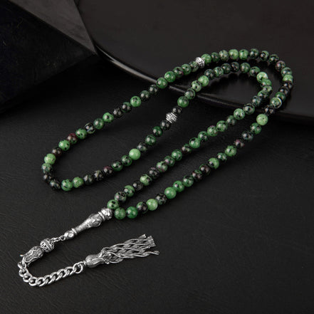 Anyolit (Ruby in Zoisite) Doğal Taş Tesbih – 99’luk / 6 mm
