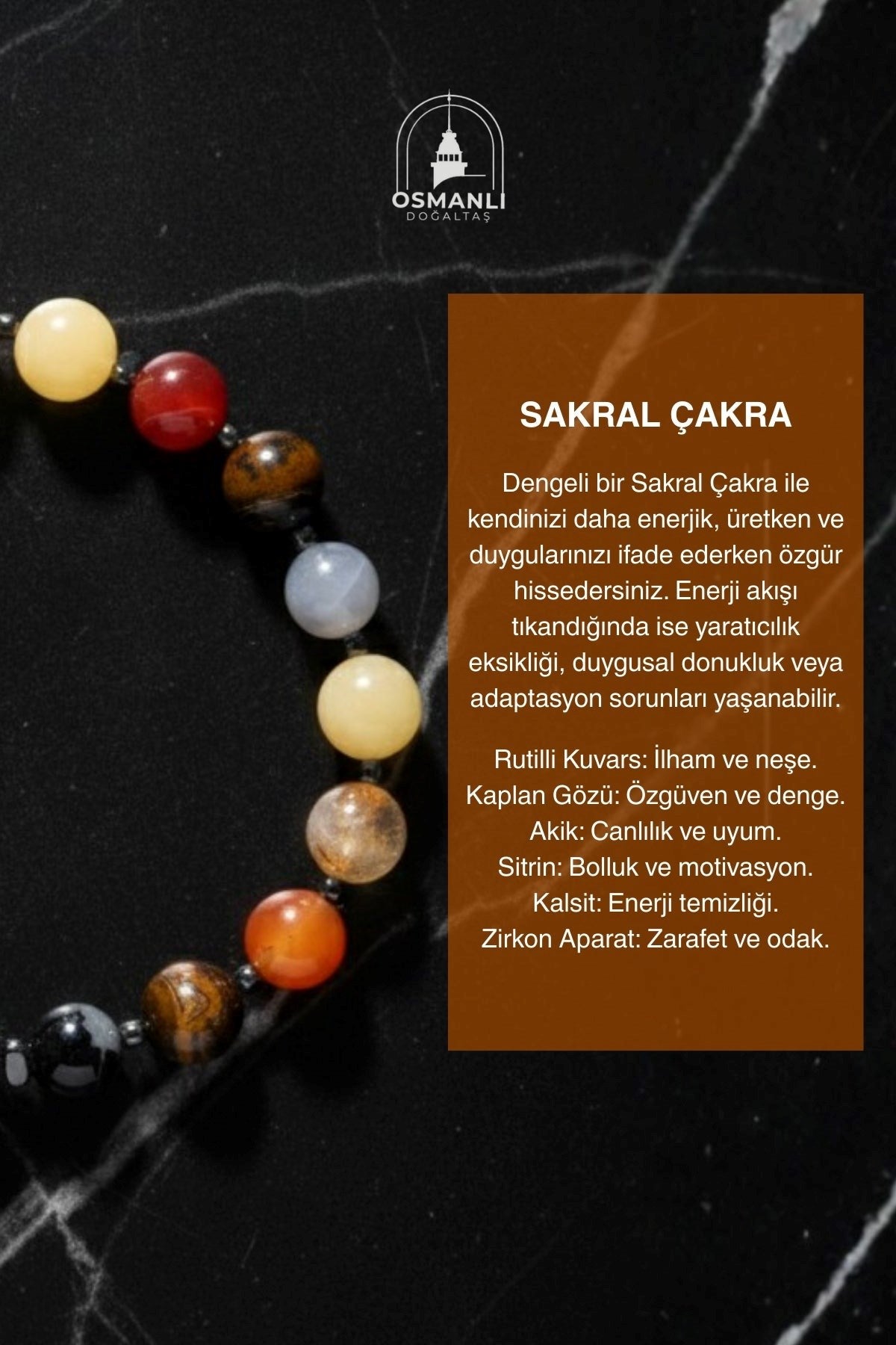 Sakral Çakra Doğal Taş Bileklik