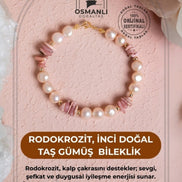 Rodokrozit, İnci Doğal Taş Gümüş Bileklik