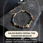 Doğal Taş Makrome Bileklik-Aslan Burcu