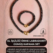 El İşçiliği Örme Labradorit Gümüş Kapama Set (SK:133)