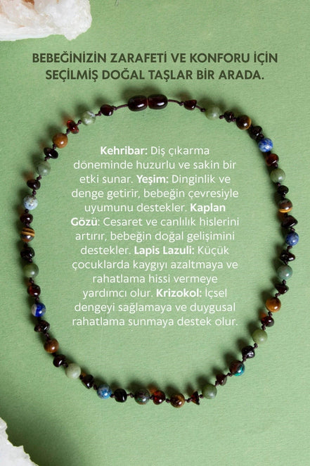 Doğal Taş Bebek Kolye-yeşim,lapis,kehribar,kaplan Gözü,krizokol M106