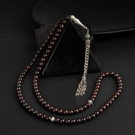 Bordo Granat (Lal) Doğal Taş Tesbih 99’luk – 6mm El İşçiliği