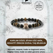 Kaplan Gözü-Siyah Göz Akik-Hematit Zirkon Doğal Taş Bileklik
