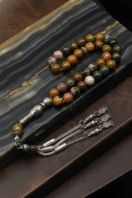 Ocean Jasper Doğal Taş Tesbih – 8 mm Küre Kesim