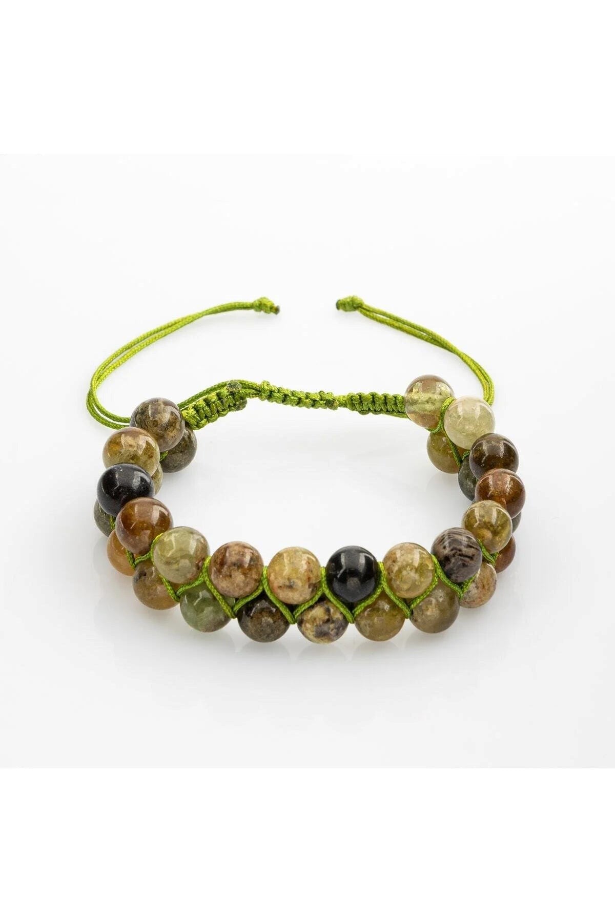Tsavorit Lal 8mm Çift Sıra Makrome Doğal Taş Bileklik