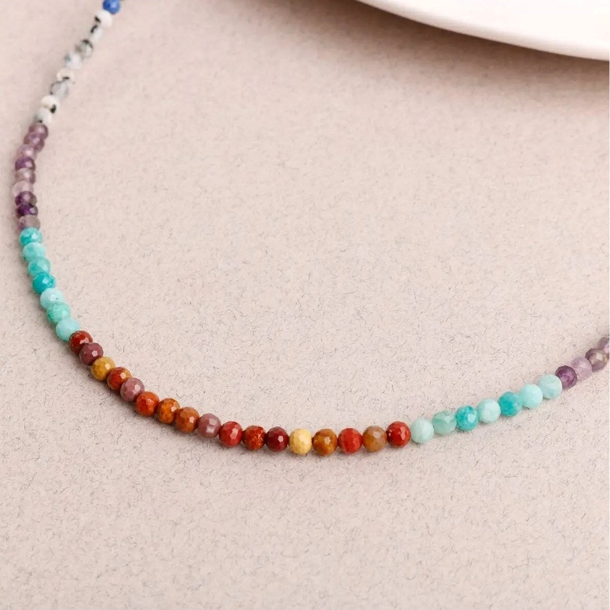 Çakra Kolye Amazonit, Ametist, Jasper, Karnelyan Akik, Lapis Lazuli