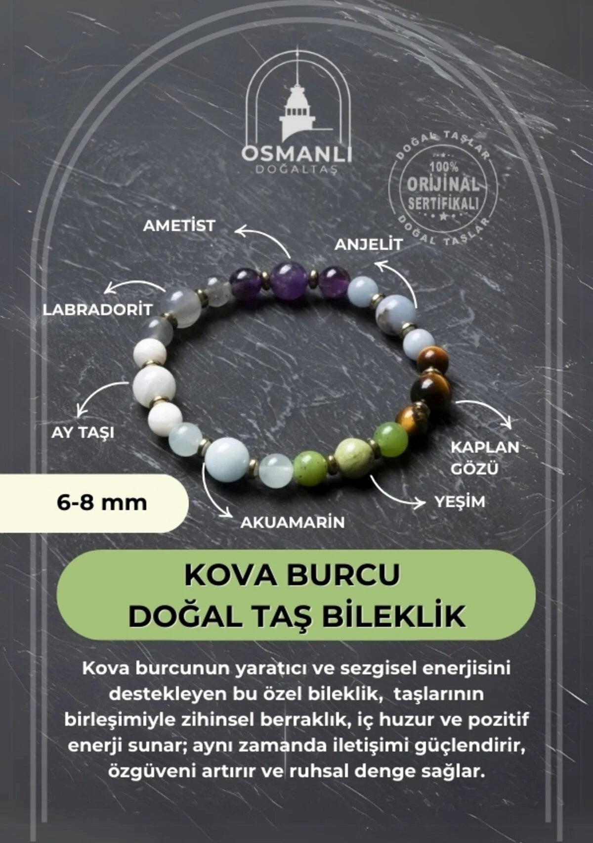 MuhammedMasumCo Kova Burcu Doğal Taş Bileklik