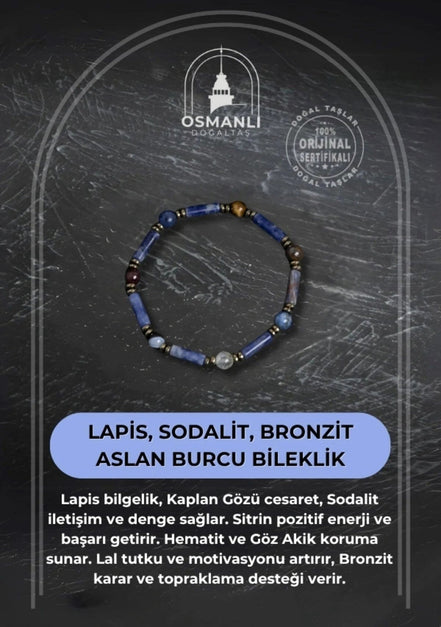 Lapis, Sodalit ve Bronzit Aslan Burcu Bileklik