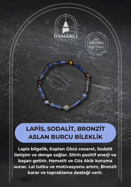 Lapis, Sodalit ve Bronzit Aslan Burcu Bileklik