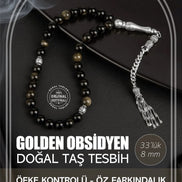 Golden Obsidyen Doğal Taş Tesbih 33lük - 8mm