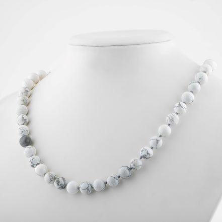 Havlit Doğal Taş Kolye – 8 mm Düğümlü, Unisex Tasarım (50 cm)