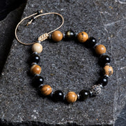Jasper, Obsidyen, Hematit Doğal Taş Makrome Bileklik