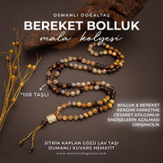 Kaplan Gözü-Sitrin-Lav Taşı Doğal Taş 108 Niyet Taşı Mala Kolyesi