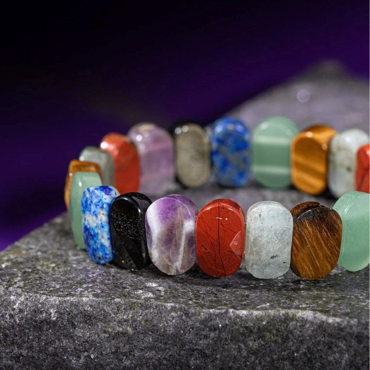 Aslan Burcu Bileklik Ametist, Golden Obsidyen, Jasper, Kaplan Gözü, Labradorit, Lapis Lazuli, Yeşil Aventurin