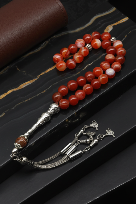 Madagaskar Akik Doğal Taş Tesbih – 8 mm Küre Kesim